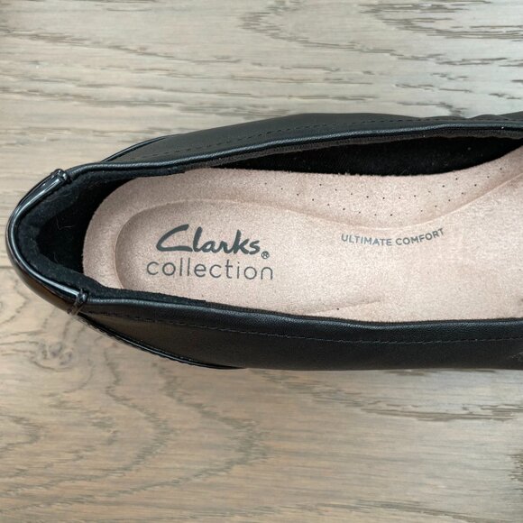 Clarks Collection Ultimate Comfort Slip On 1" Heel Patent Toe Shoes Black Sz 8.5 - Picture 8 of 10